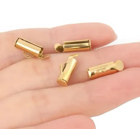 Кінцевик-трубочка з петелькою 10 мм 100 шт. / 50 пар золото (10mm-100/gold)