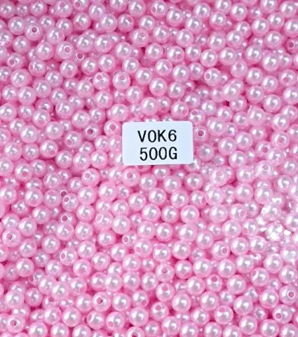 Жемчуг розовый бусина 6мм 500г (Pink-500/6)