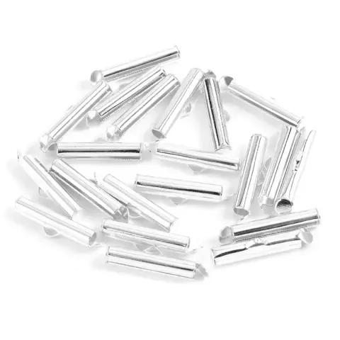Затискач-кінцевик для стрічок браслетів 16mm срібло 100шт (16mm-100/white)