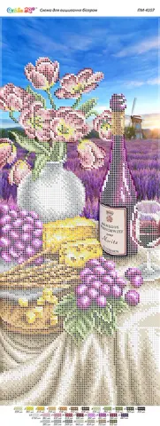 Схема для вышивки бисером Красное вино (част. выш.) 19,6 x 47,5 см (PM-4107)