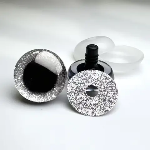 Оченята 3D трапеція для іграшок сріблясті 18 мм 1 пара (T18-2/silver)