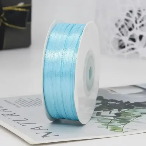 Атласна стрічка блакитна, 0,3 см, 92 м (03/blue)