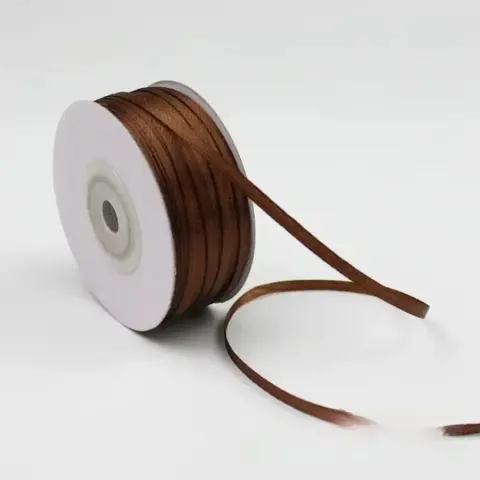 Атласна стрічка коричнева, 0,3 см, 92 м (03/brown)