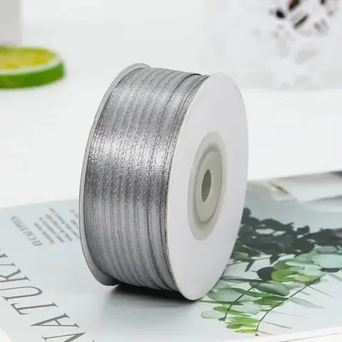 Атласна стрічка сіра, 0,3 см, 92 м (03/grey)