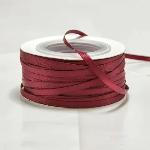 Атласна стрічка бордова, 0,3 см, 92 м (03/maroon)
