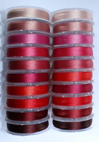 Нитка для бісеру Spark Beads Tytan 100, 100 м, 0,1 мм, червоний мікс, 10 котушок (207/mix/10)