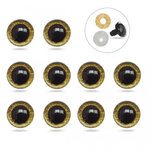 Оченята 3D трапеція для іграшок золотисті 16 мм 50 пар (T16-100/gold)
