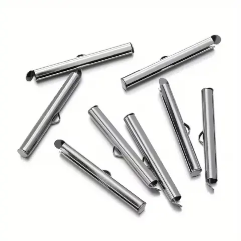 Концевик-трубочка с петелькой 20 мм серебро (пара) (20mm-2/grey)