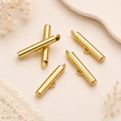 Концевик-трубочка с петелькой 25 мм золото (пара) (25mm-2/gold)