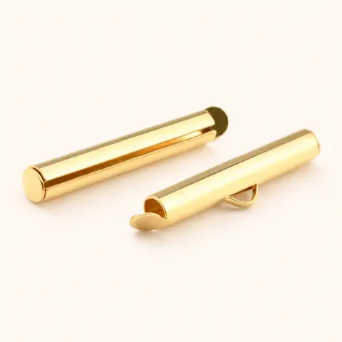 Концевик-трубочка с петелькой 30 мм, золотой (пара) (30mm-2/gold)