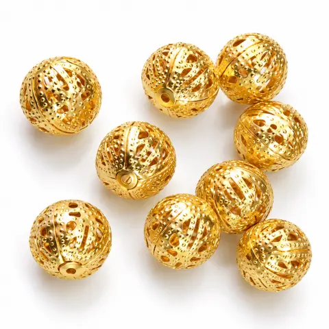 Бусины металлические ажурные золотистые 15 мм 500 г (БА-15G/500)