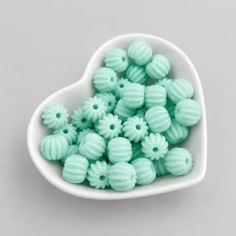 Намистини пластикові Гарбузик м’ятні 10 мм 500 г (500-101/mint)