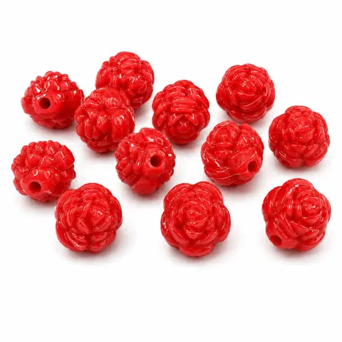 Намистини пластикові Трояндочка червоні 12 мм 500 г (500-rose/red)