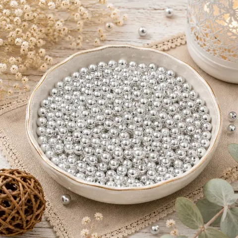 Жемчуг серебро бусина 6мм 500г (Silver-500/6)