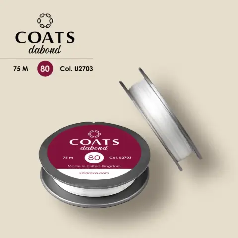 Нитка бондована COATS Dabond 80, 75 м, біла (НU9500/80)