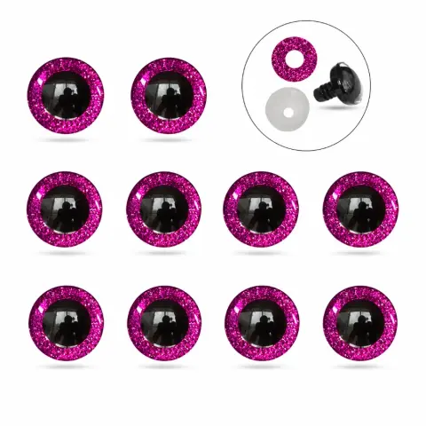 Глазки 3D трапеция для игрушек малиновые 12 мм 50 пар (T12-100/raspberry)