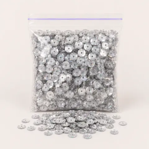 Поетки круглые 6 мм 10 г серебристые (ПП-6/silver)