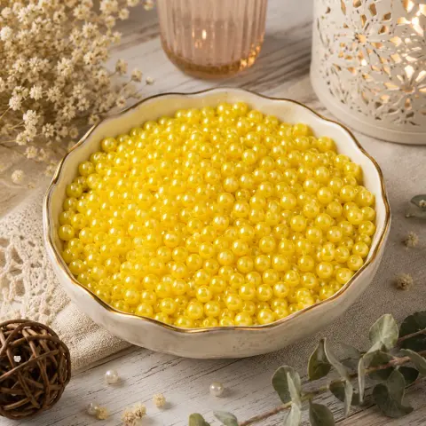Перли намистини жовті 8 мм 500 г (Yellow-500/8)