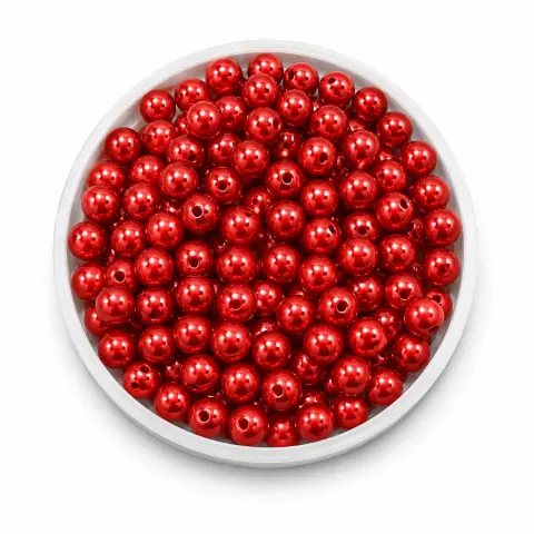 Перлини червона намистина з золотистим напиленням 8 мм 500 г (Red-500/8мм)
