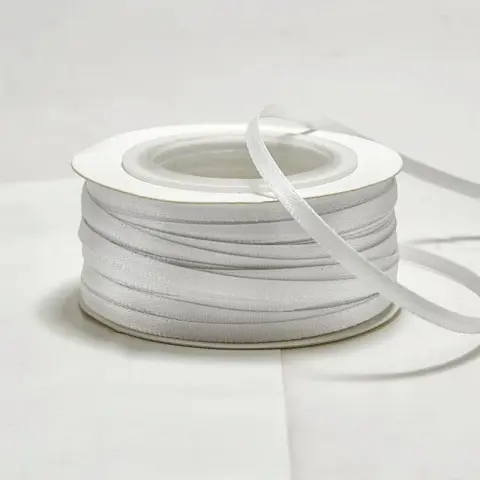 Атласна стрічка біла, 0,3 см, 92 м (03/white)