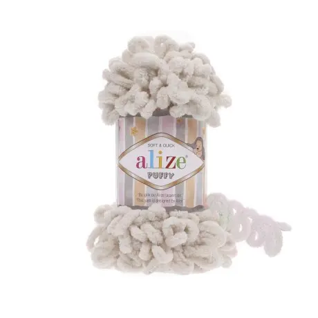 Пряжа плюшева Alize Puffy №599 слонова кістка упаковка 5x100 г  (AP500/599)
