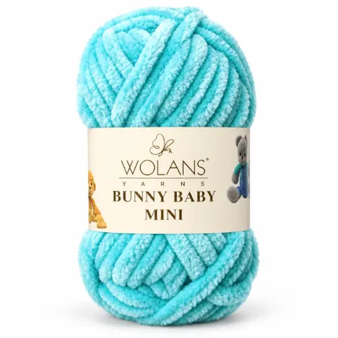 Пряжа Wolans Bunny Baby Mini плюшева бірюзова 20 г 24 м (W220-13/20)