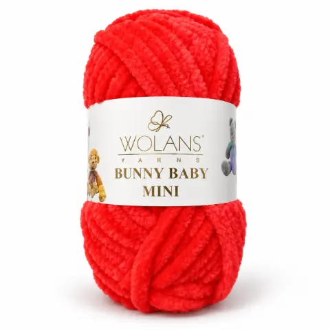 Пряжа Wolans Bunny Baby Mini плюшева червона 20 г 24 м (W220-08/20)