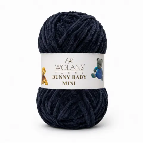 Пряжа Wolans Bunny Baby Mini плюшева чорна 20 г 24 м (W100-10/20)
