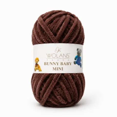 Пряжа Wolans Bunny Baby Mini плюшева коричнева 20 г 24 м (W220-91/20)