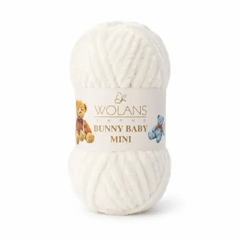 Пряжа Wolans Bunny Baby Mini плюшевая кремовая 20 г 24 м (W100-02/20)