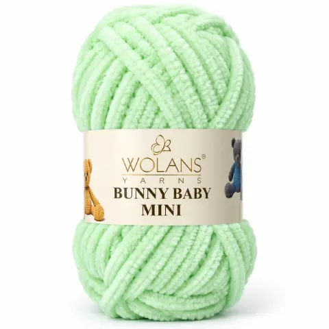 Пряжа Wolans Bunny Baby Mini плюшевая мятная 20 г 24 м (W220-23/20)