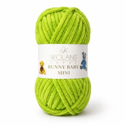 Пряжа Wolans Bunny Baby Mini плюшевая оливковая 20 г 24 м (W220-69/20)