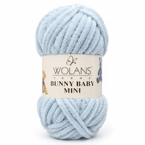 Пряжа Wolans Bunny Baby Mini плюшевая серо-голубая 20 г 24 м (W220-48/20)