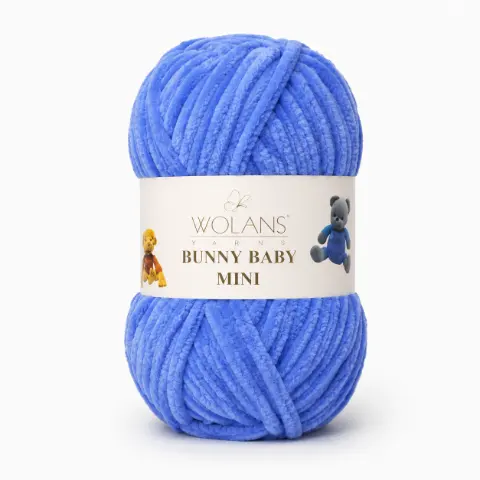 Пряжа Wolans Bunny Baby Mini плюшевая васильковая синяя 20 г 24 м (W220-35/20)