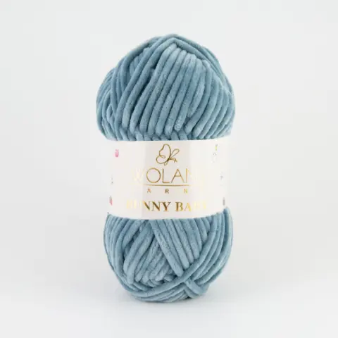 Пряжа Wolans Bunny Baby плюшева блакитно-сіра 100 г 120 м (W100/30)