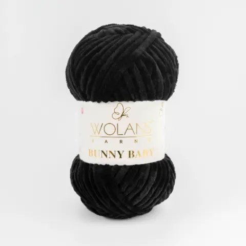 Пряжа Wolans Bunny Baby плюшева чорна 100 г 120 м (W100/10)