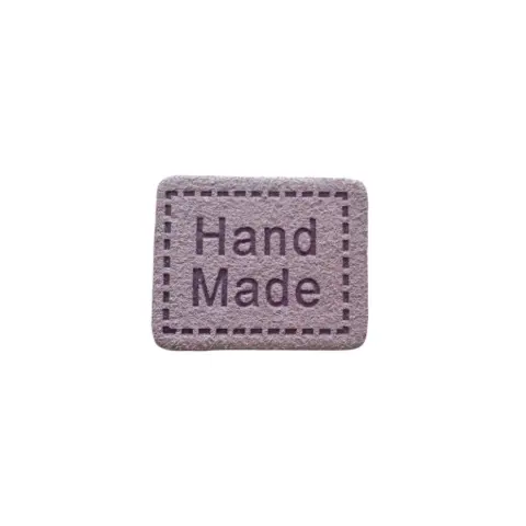 Пришивна бірка HAND MADE з екошкіри 2,5 x 2 см - бузкова 50 штук (БН101/10)