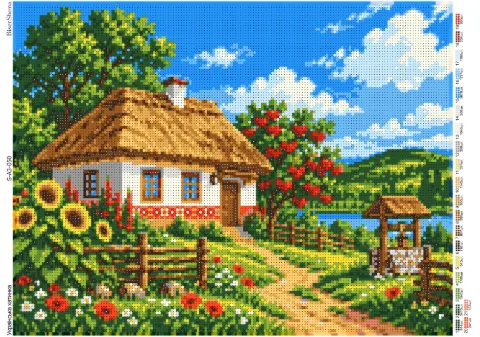 Схема для вишивання бісером BiserShema Українська хатинка 37х28см (SA3050)