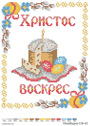 Схема для вишивання бісером великодня серветка СФ 42 (СФ-42)