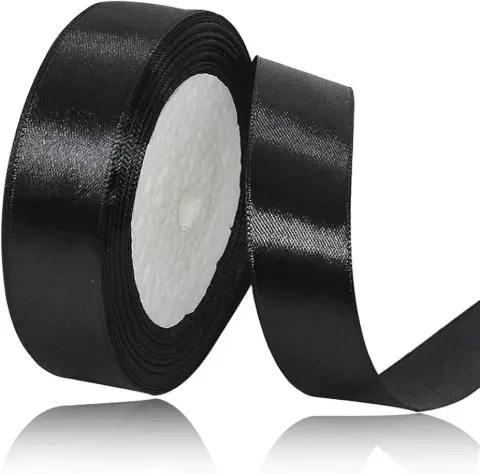 Стрічка атлас чорна 2,5 см 23м (25/black)