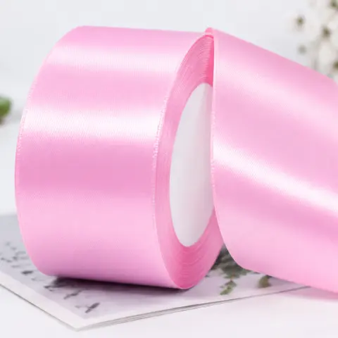 Стрічка атлас рожева 5 см 23м (L5-pink/04)