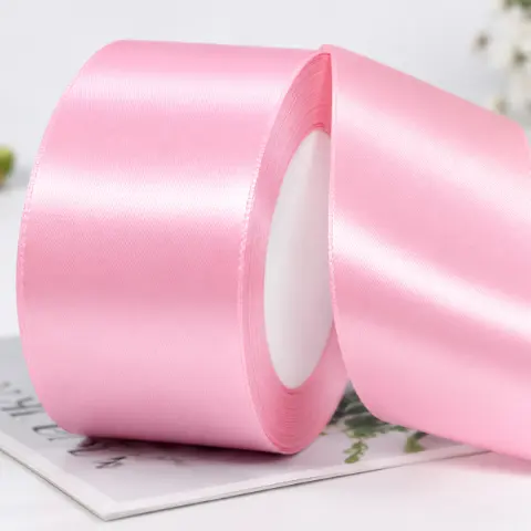 Стрічка атлас рожева 5 см 23м (L5-pink/05)