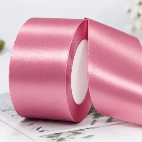 Стрічка атласна 5 см 23 м пудрово рожева (L5-pink/01)
