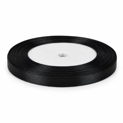 Стрічка атласна чорна 0,5 см 23м (05-black)