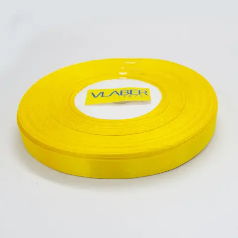Лента атласная желтая 1 см 32м (№ 8013)