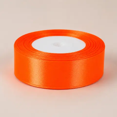 Стрічка атласу кислотно-помаранчева 2,5 см 23м (orange/01)