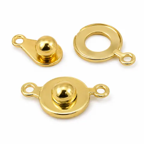 Застежка-кнопка золотого цвета 17 x 9 мм 100 шт. (179-100/gold)
